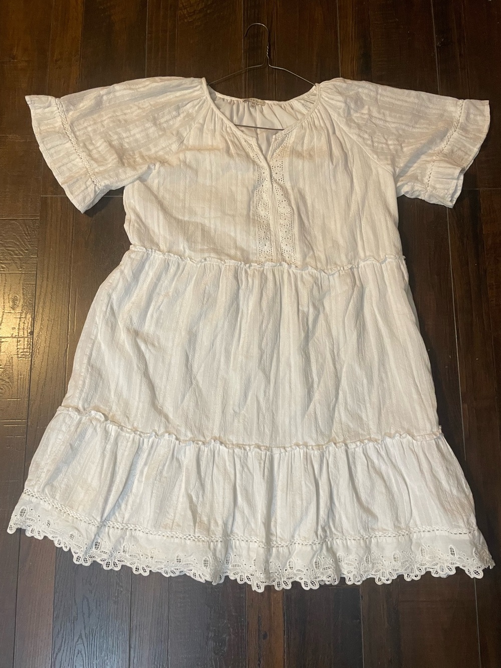 Womens White Eyelet Tiered Dress